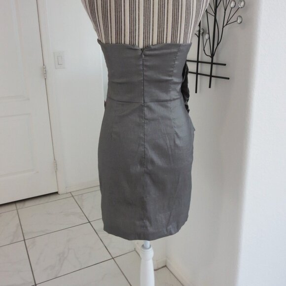 New Romeo And Juliet Strapless Silver Ruched Side Short Dress S Small NWT - Picture 5 of 11